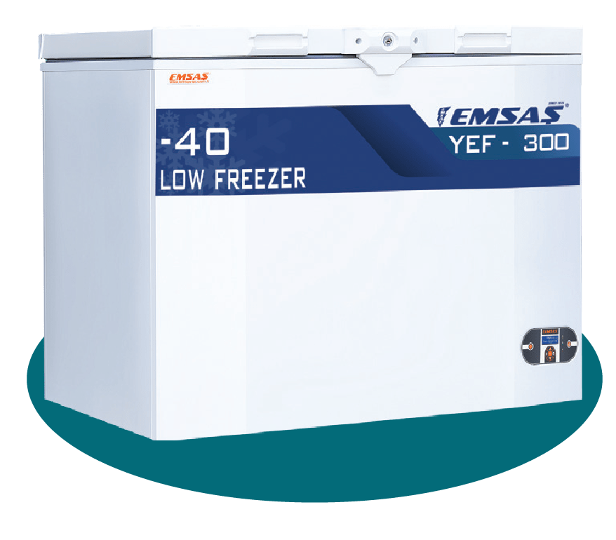 YEF 300 Laboratuvar dondurucu ve plazma dondurucu, -20°C ile -40°C arasındaki sıcaklık aralığında biyolojik örneklerin güvenli bir şekilde saklanmasını sağlar. Bu cihaz, plazma ve diğer biyolojik örneklerin uzun süreli depolama için mükemmel bir çözümdür. Laboratuvar ve plazma saklama cihazı olarak, yüksek performansı ile güvenilir ve verimli bir kullanım sunar.(lab freezer, plazma dondurucu, yatık tip)